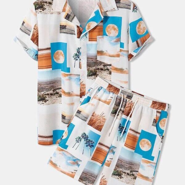 Men's Shirt And Shorts Set Short Sleeve