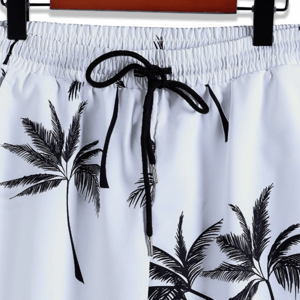 Palm Tree Print Men's Shirt And Shorts Set Short Sleeve