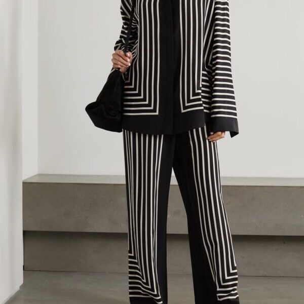 Black Colour Russain Satin Silk Party Wear Co-ords Set