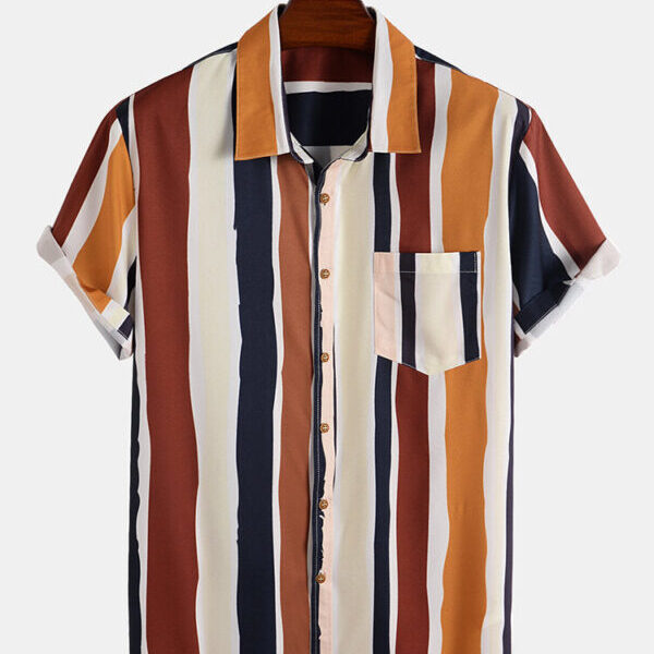 Men's Casual Wear Coffee Colour Printed Cotton Shirt