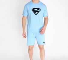 Sky Plain T Shirt Half Sleeve And Shorts With Pocket