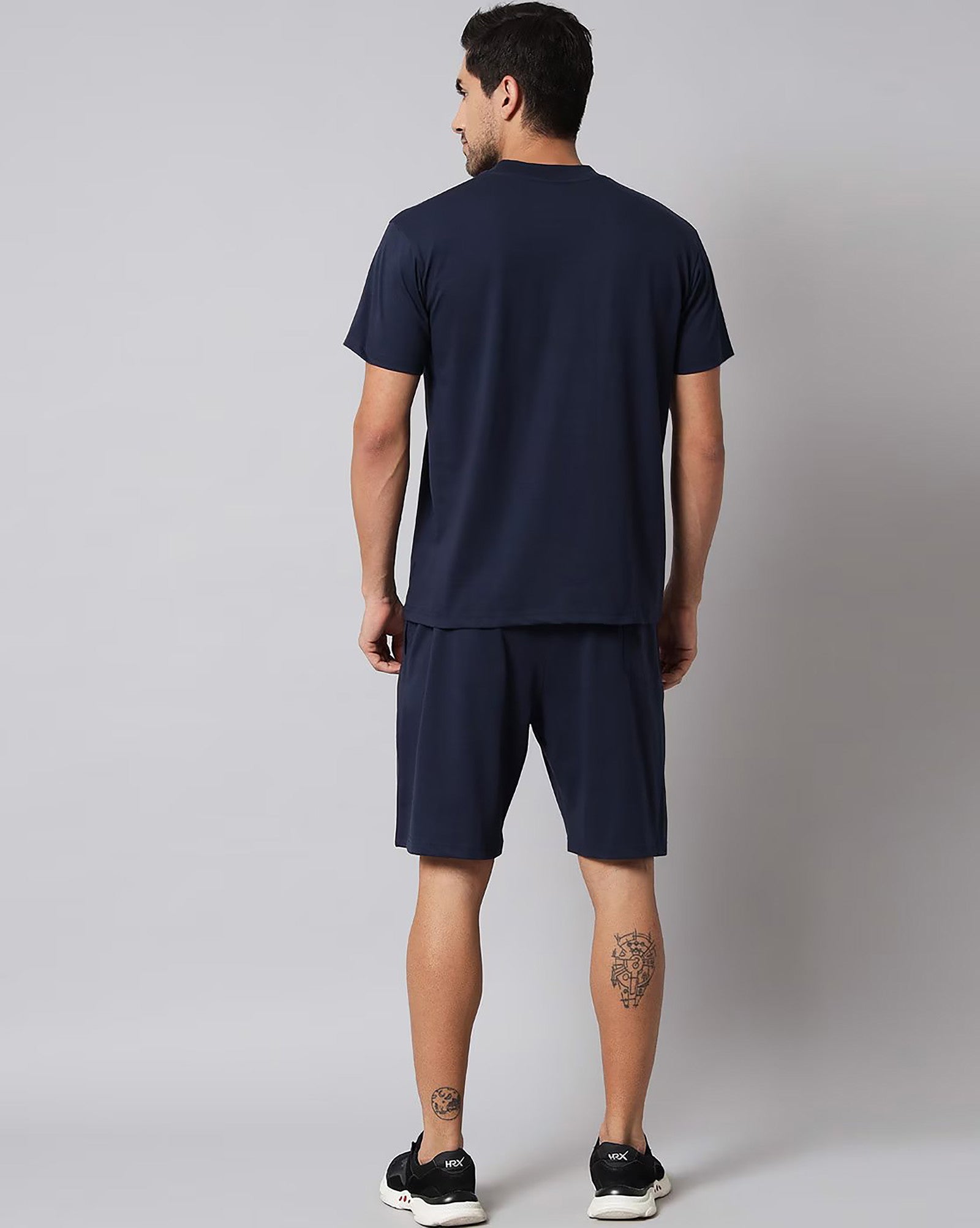 1697639125-1204894887 Navy Blue Plain T Shirt Half Sleeve And Shorts With Pocket Dropshipera