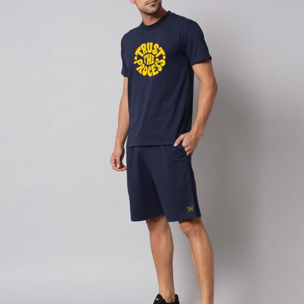 Navy Blue Plain T Shirt Half Sleeve And Shorts With Pocket
