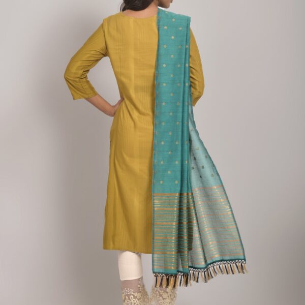 Yellow Party Wear Embroidery Worked Kurta With Pant And Duppata Set