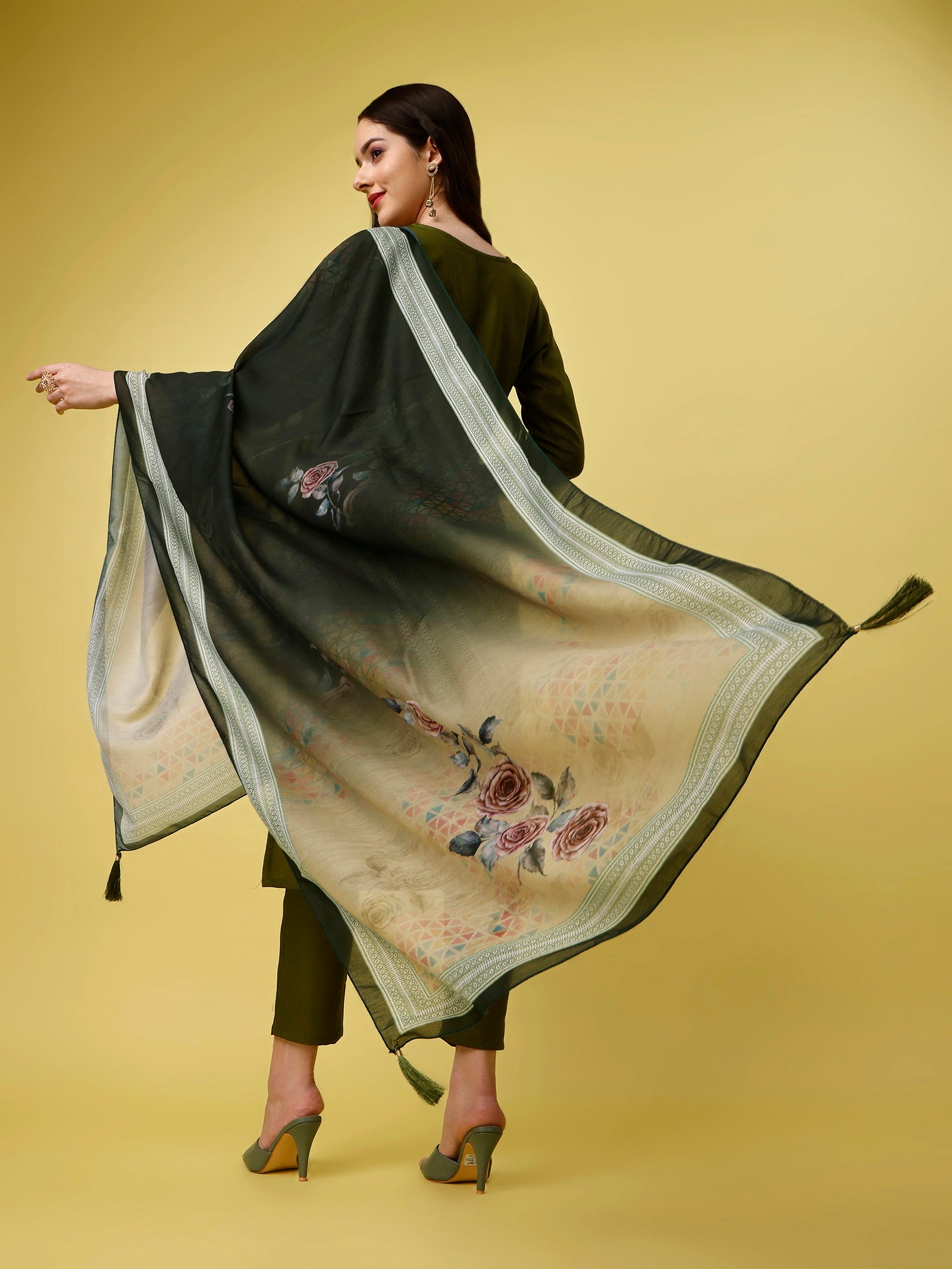 1697736561-330174181 Green Party Wear Embroidery Worked Kurta With Pant And Duppata Set Dropshipera