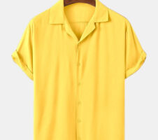 Lime Yellow Colour Men's Casual Wear Cotton Blend Plain Shirt