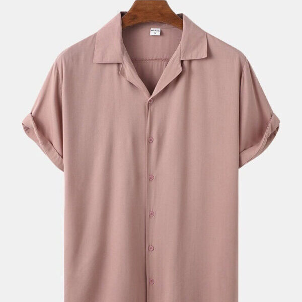 Skin Colour Men's Casual Wear Cotton Blend Plain Shirt