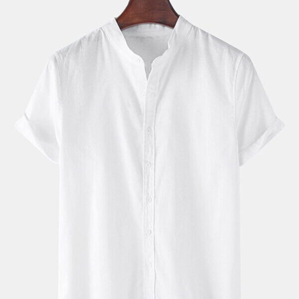 White Colour Men's Casual Wear Cotton Blend Plain Shirt