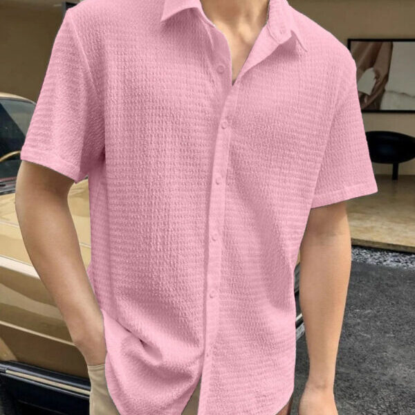 Pink Colour Men Casual Wear Cotton Structured Shirt