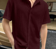 Maroon Colour Men Casual Wear Cotton Structured Shirt