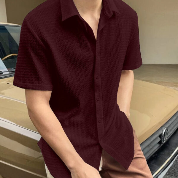 Maroon Colour Men Casual Wear Cotton Structured Shirt