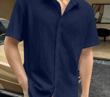 Blue Colour Men Casual Wear Cotton Structured Shirt
