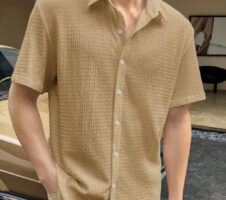 Cream Colour Men Casual Wear Cotton Structured Shirt