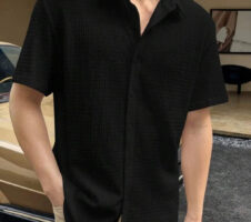 Black Colour Men Casual Wear Cotton Structured Shirt