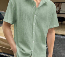 Light Green Colour Men's Casual Wear Cotton Structured Shirt