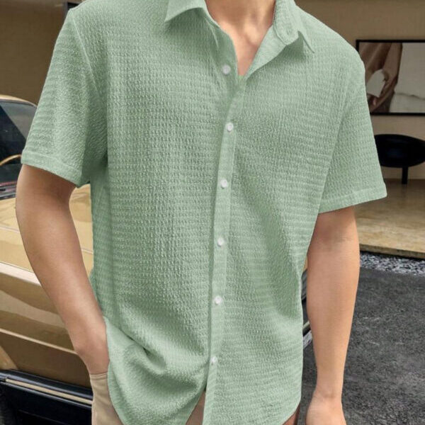Light Green Colour Men's Casual Wear Cotton Structured Shirt