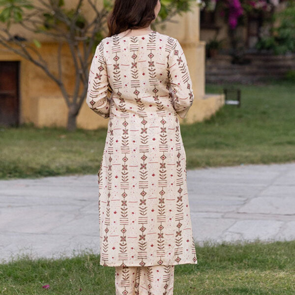 Cream Colour Pure Muslin Readymade Kurti With Bottom Set For Women's