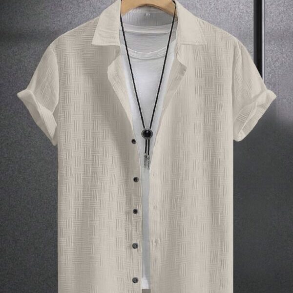 Grey Colour Men's Casual Wear Short Sleeve Shirt