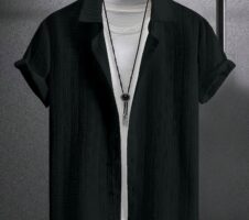 Black Colour Men's Casual Wear Short Sleeve Shirt