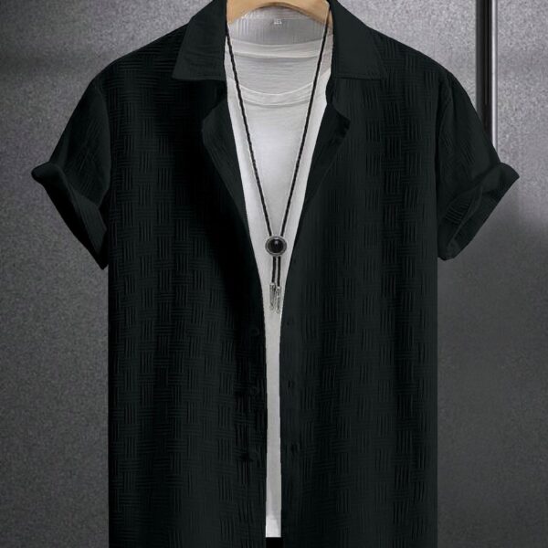 Black Colour Men's Casual Wear Short Sleeve Shirt