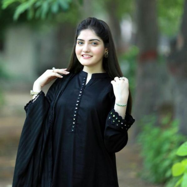 Black Embroidery Kurta set with Mirror work