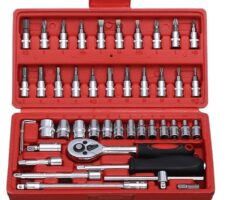 Drive Mechanic Tools Kit Ratchet Screwdriver Sockets Kit Metric Multi Purpose Combination Tool Case Set 46 in 1Pcs