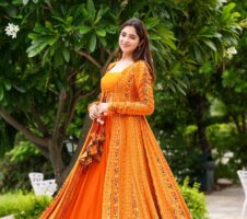 Gorgeous Printed Shrug Style Indo Western Gown For Women