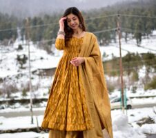 Glamorous Pumpkin Colour Fancy And Elegant partywear Kurta set For Women