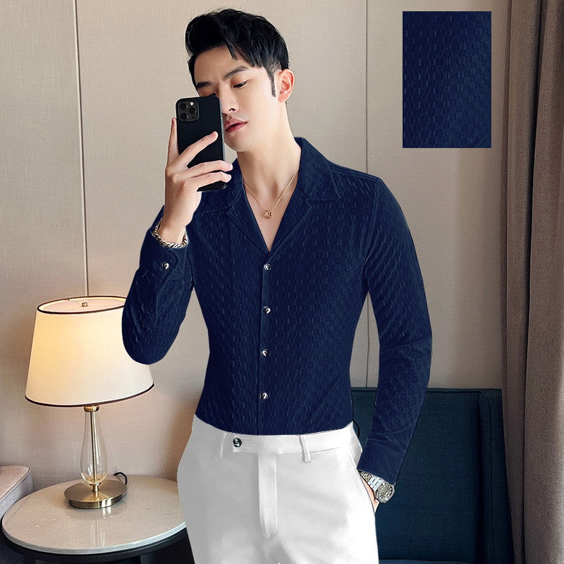 1702442222-92088433 Blue Stylish Full Sleeve Casual Wear Shirt For Men Dropshipera
