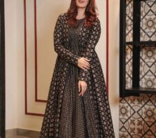 Black Floral Full Flair Shrug set for women