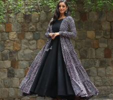 Coal Black Designer Full Flair Shrug set for women