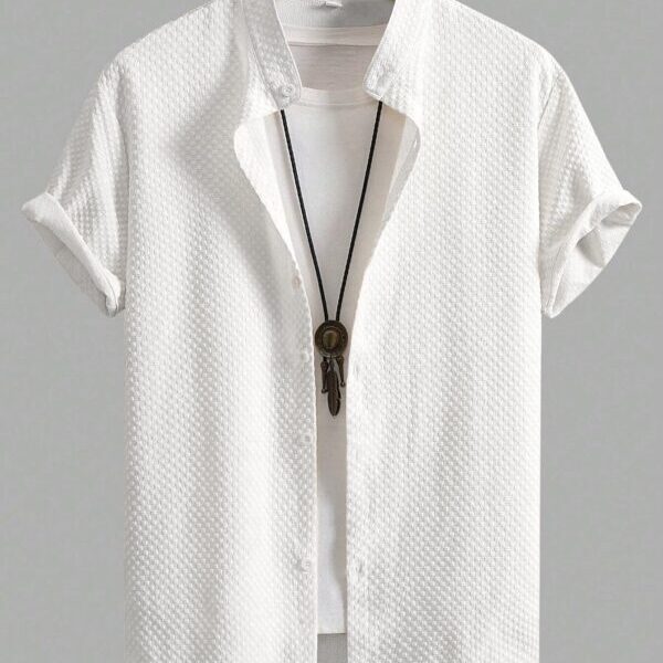 White Men Regular Fit Solid Casual Half Sleeves Shirt