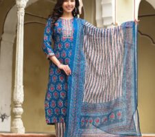 Aqua Blue color Simple and Beautiful Kurta set With Bottom and Dupatta