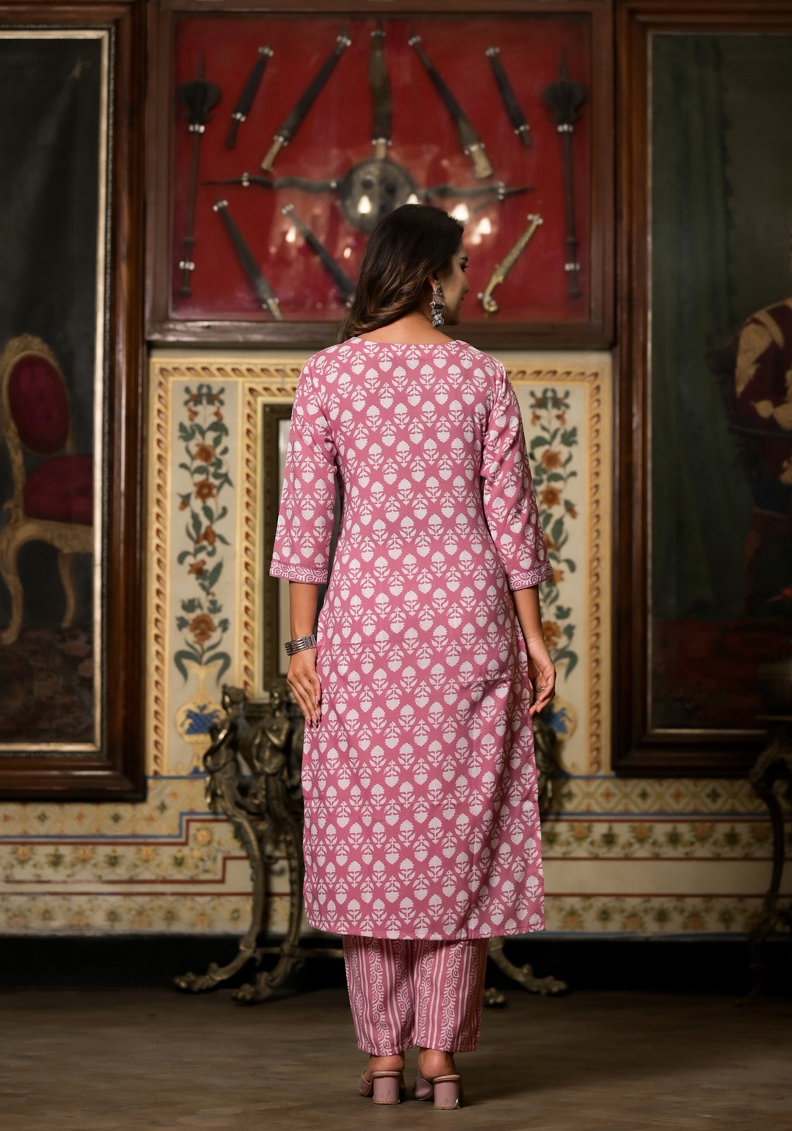 1713438258-461440941 Baby Pink Printed Casual Wear Kurta Set with Bottom wear and Dupatta Dropshipera