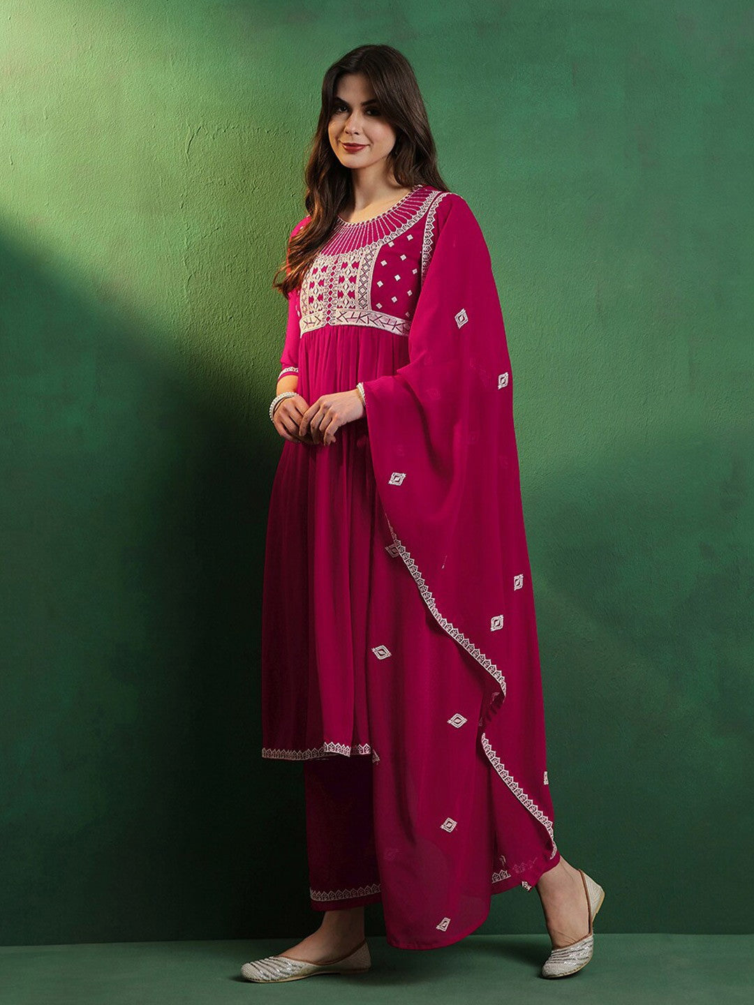 1718270885-1496171635 Georgette Embroidary Print Kurti With Pant and Dupatta Dropshipera
