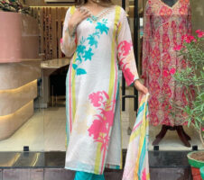 Women's Natural Crepe Kurti Pant With Dupatta Collection