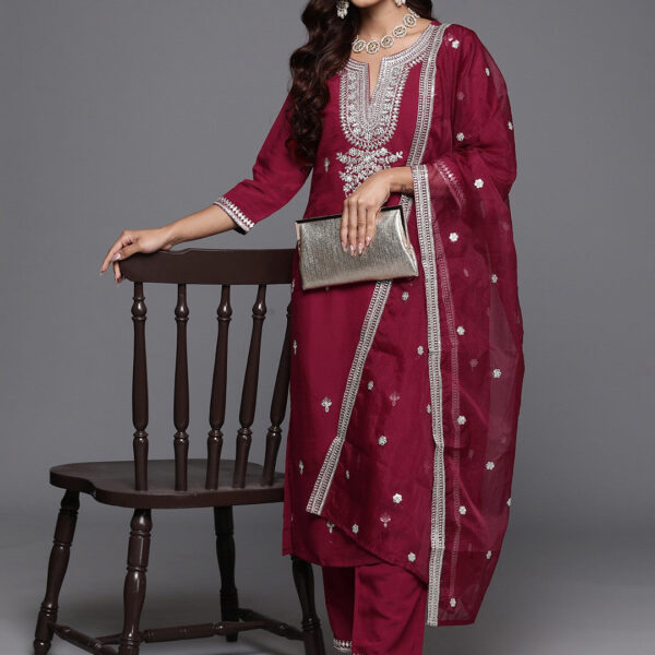 Designer Embroidery Kurta With Pant And Beautiful Dupatta