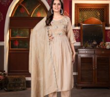 Women's Viscous Rayon Flared Kurta With Pant And Cut Work Dupatta