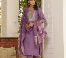 Beautiful and Simple Embroidered Kurta set With Bottom and Dupatta