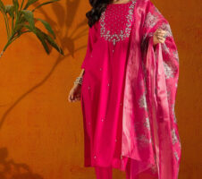 Beautiful Pink Embroidered Kurta Set with Bottom Wear and Dupatta