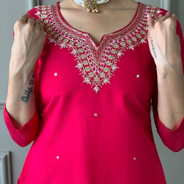Beautiful Pink Viscose Chanderi Kurta Set with Bottom Wear and Dupatta