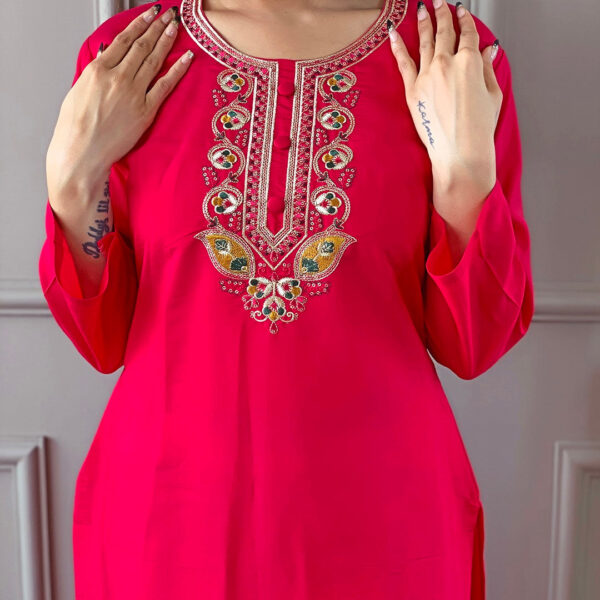 Beautiful Pink Viscose Chanderi Kurta Set with Bottom Wear and Dupatta