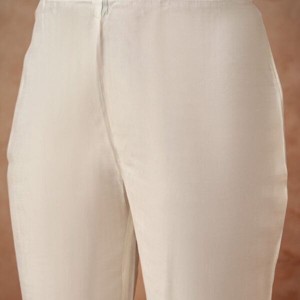 Women Embroidered Straight Kurta with Pants & Dupatta in White Color