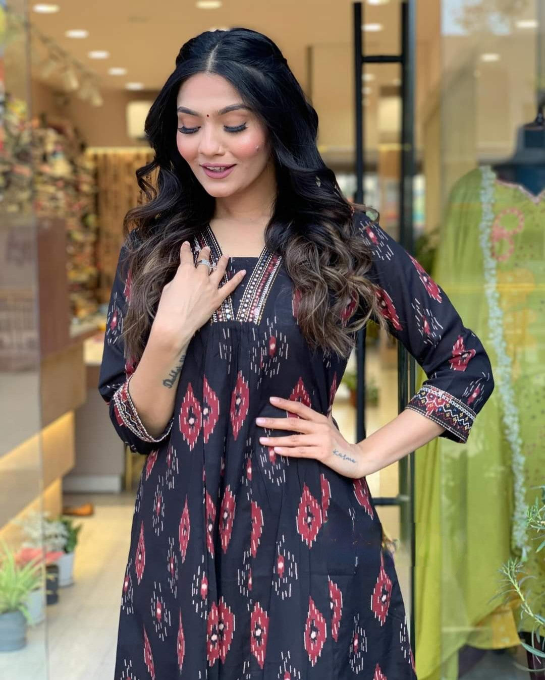 1722079311-1303929032 Black Cotton Faired Kurta Set with Bottom Wear and Dupatta set Dropshipera