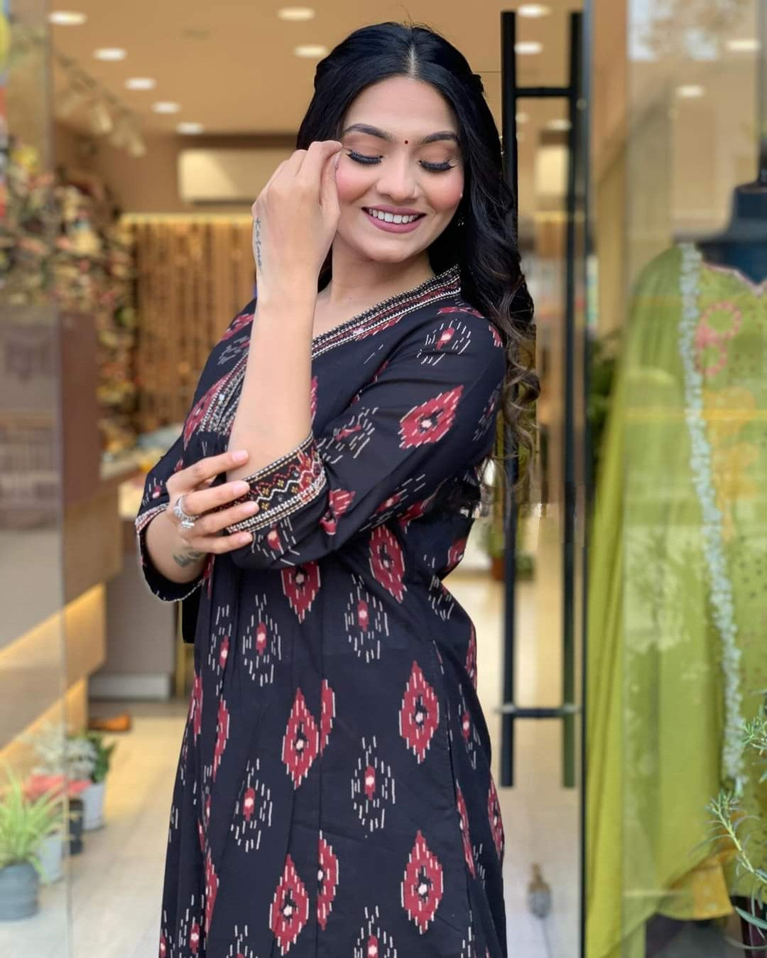 1722079311-566058979 Black Cotton Faired Kurta Set with Bottom Wear and Dupatta set Dropshipera