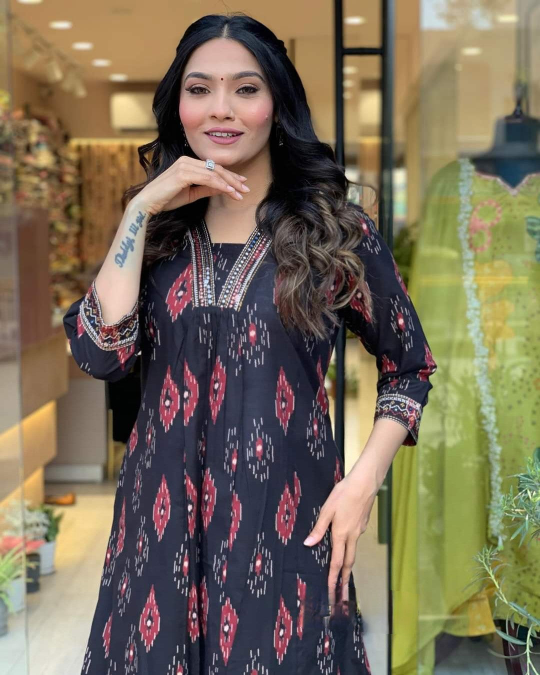 1722079311-580172515 Black Cotton Faired Kurta Set with Bottom Wear and Dupatta set Dropshipera