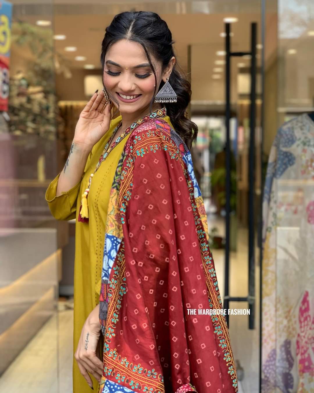 1722080588-10638717 Mustard Yellow Simple Beautiful Kurta Set with Bottom and Dupatta Dropshipera