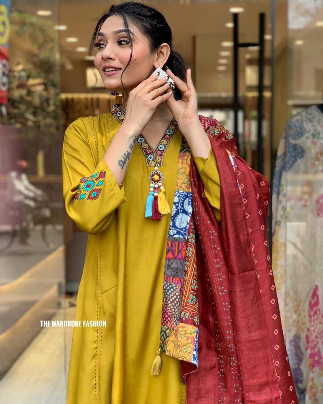 1722080588-965912014 Mustard Yellow Simple Beautiful Kurta Set with Bottom and Dupatta Dropshipera