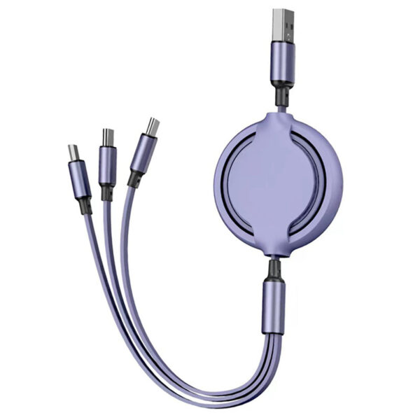 3 In 1 Retractable Data Cable | Fast Charger Cord | Data Transfer Cable