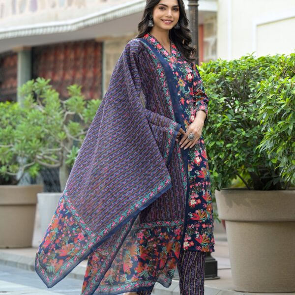 New Design Floral Printed Rayon Suit With Bottom And Dupatta